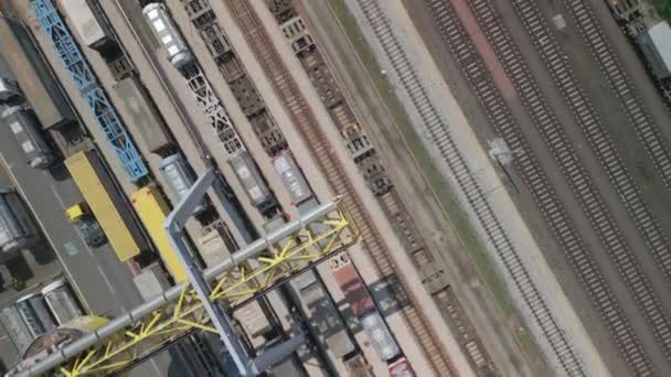 Aerial View Road Rail Transshipment Terminal Italy Cargo Begins Its — Stock Video