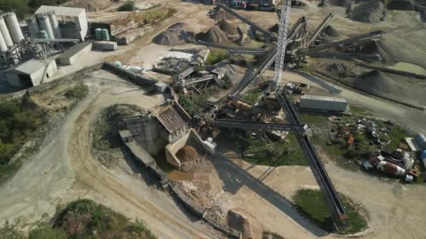 Top View Sand Making Plant Belt Conveyor Mining Quarry — Stock Video