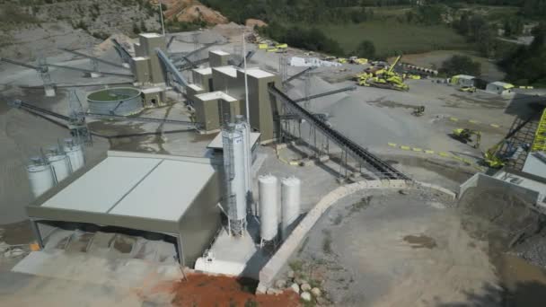 Widok Góry Zakład Produkcji Piasku Przenośnik Taśmowy Kamieniołomie Górniczym — Wideo stockowe