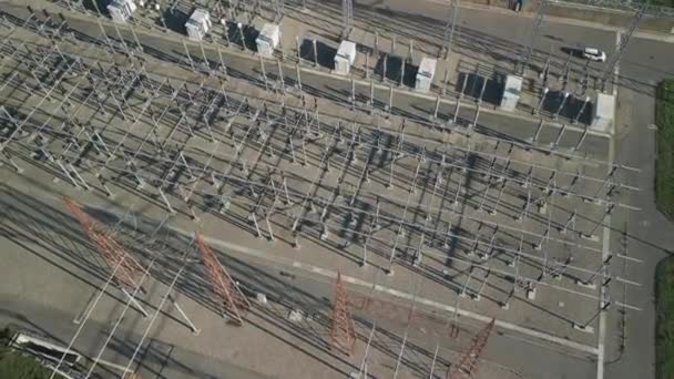 Luftaufnahme Eines Umspannwerks Das Haushalte Und Industrie Norditalien Mit Strom — Stockvideo