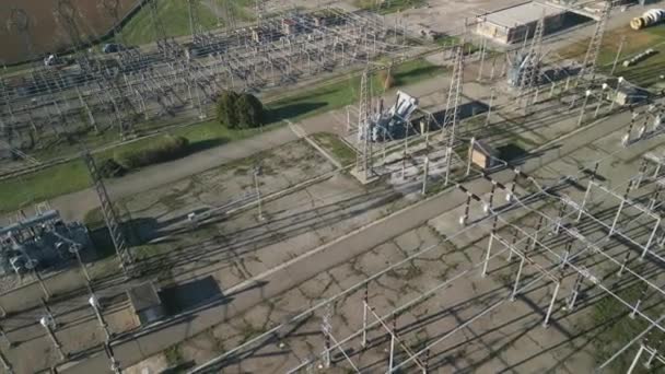 Aerial View Electrical Distribution Substation Powering Homes Industry Northern Italy Stock Video