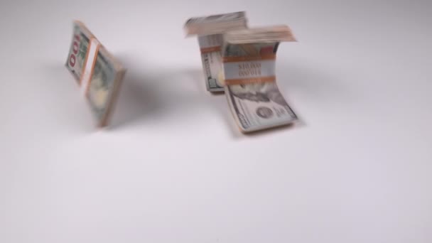 Bomba Dolarových Bankovek Hořícím Knotem Dřevěné Podlaze Koncept Finanční Krize — Stock video