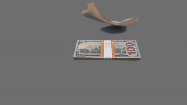 Bombe Aus Dollarnoten Mit Brennendem Docht Auf Einem Holzboden Das — Stockvideo
