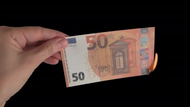 Tahta Zeminde Yanan Fitille Dolar Banknotlarından Gelen Bomba Finansal Kriz — Stok video