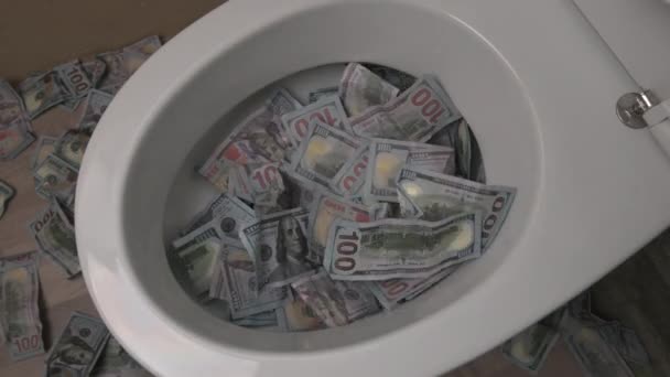 Homem Queima Maços Notas Dólar Num Chão Madeira Conceito Inflação Vídeos De Bancos De Imagens Sem Royalties