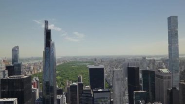 New York, Manhattan gökdelen panoraması. Yüksek açı görünümü.