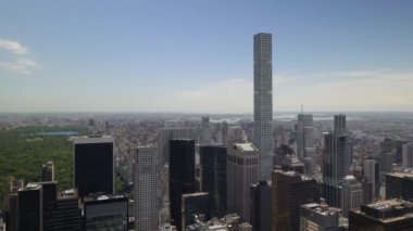 New York, Manhattan gökdelen panoraması. Yüksek açı görünümü.