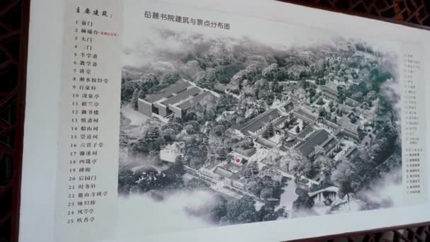 Tablero Información Con Mapa Edificio Histórico Chino — Vídeos de Stock