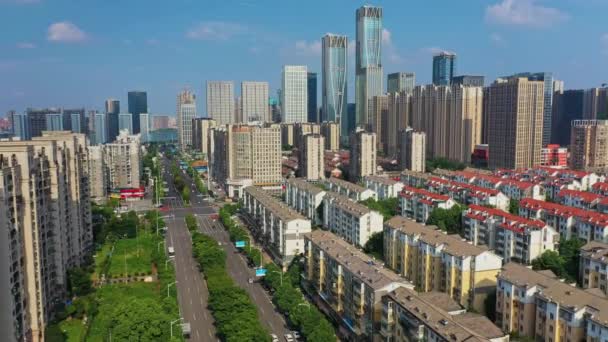 Luchtfoto Van Moderne Stad China — Stockvideo