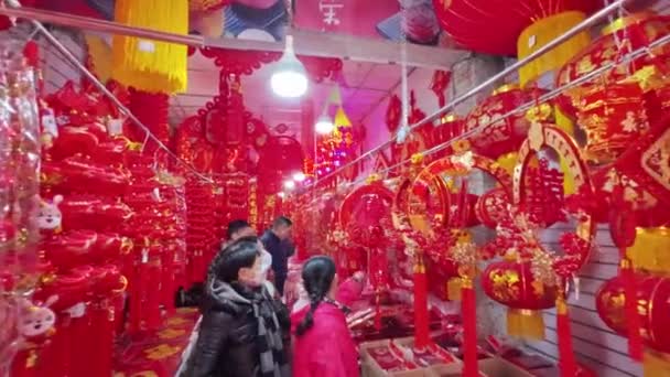 Çin Yeni Yıl Pazarı Ndaki Insanlar — Stok video