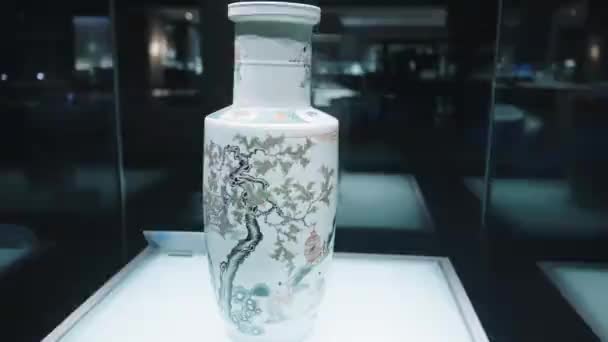 Beau Vase Chinois Antique Dans Musée Historique — Video