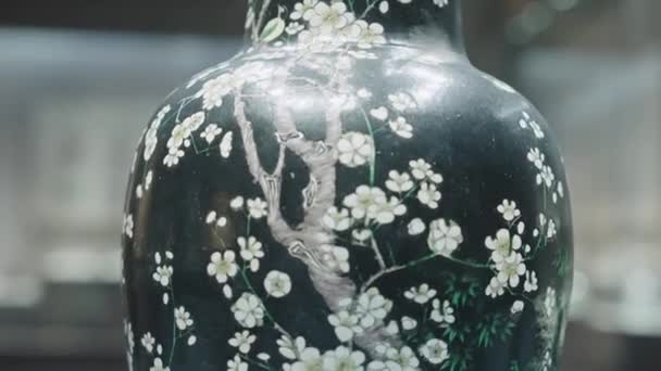 Beautiful Ancient Chinese Vase Historical Museum — Stock Video