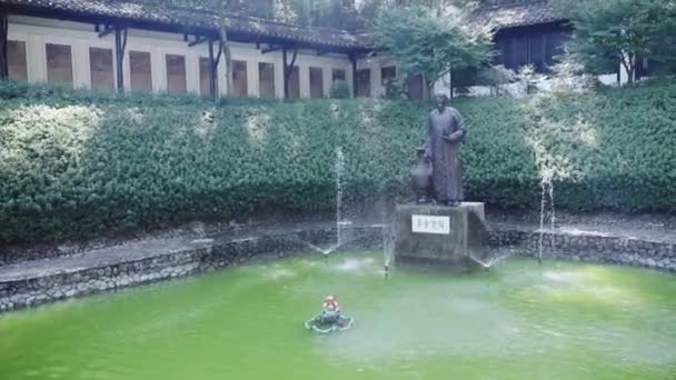 中国の伝統公園の噴水 — ストック動画