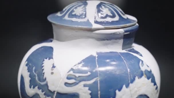 Schöne Alte Chinesische Vase Historischen Museum — Stockvideo