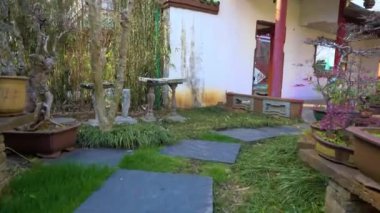 Çin 'deki geleneksel tapınağın güzel bahçesi