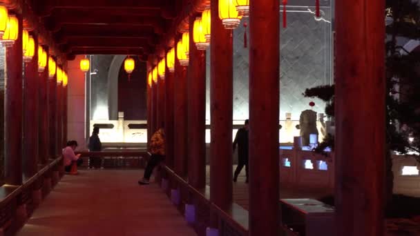 Традиционный Азиатский Храм Ночью — стоковое видео