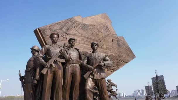 Communistisch Monument Chinese Stad — Stockvideo