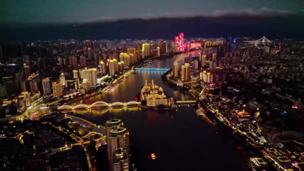 夜の近代都市の空中風景 — ストック動画