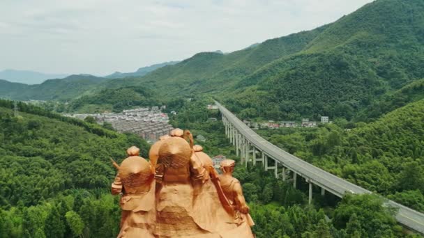 Piękny Widok Park Słynnym Zabytkiem Chinach — Wideo stockowe