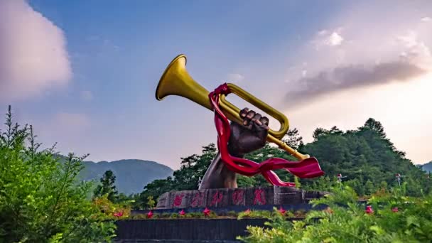 Piękny Widok Pomnik Jinggangshan Horn Mieście — Wideo stockowe