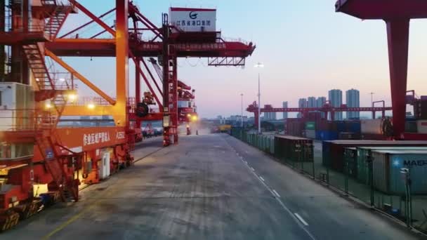 Luchtfoto Van Shanghai Containerterminal — Stockvideo