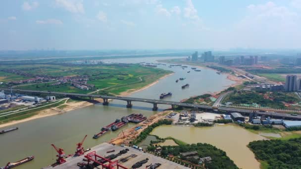 南京ヤンツェ川橋の航空眺望 — ストック動画