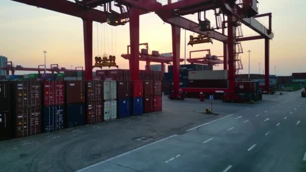 上海集装箱码头的航景 — 图库视频影像