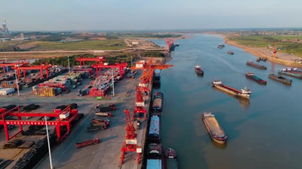 Veduta Aerea Del Magazzino Container Nel Porto Industriale Invio Logistica — Video Stock