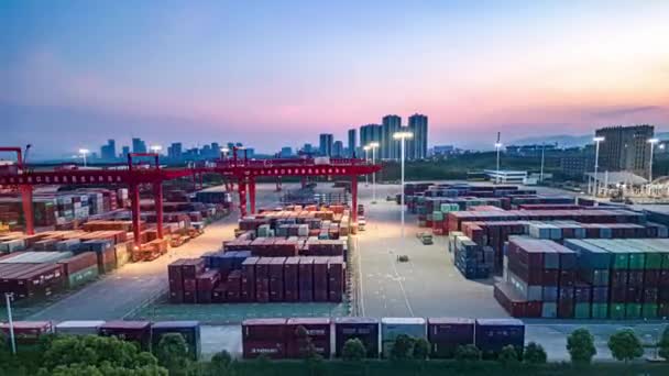 Şangay Konteyner Terminalinin Hava Görüntüsü — Stok video