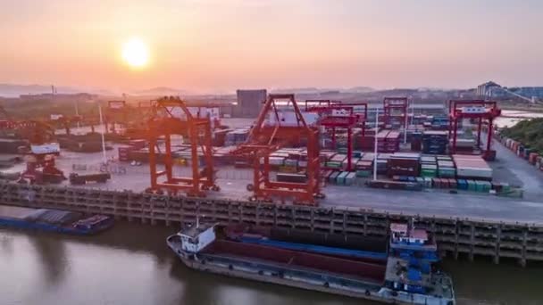 Flygfoto Shanghai Containerterminal — Stockvideo