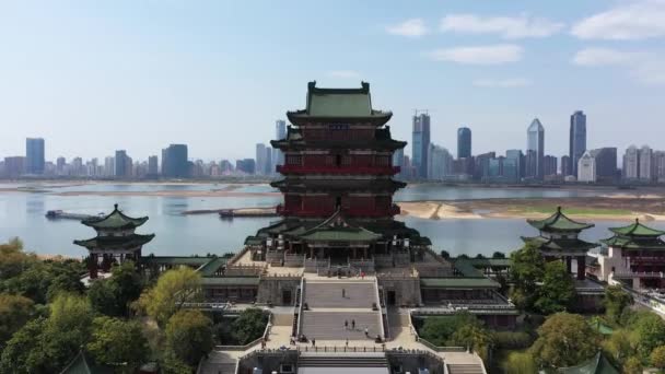 Вид Воздуха Башню Юэцзян Города Нанкин Цзянсу Китай — стоковое видео