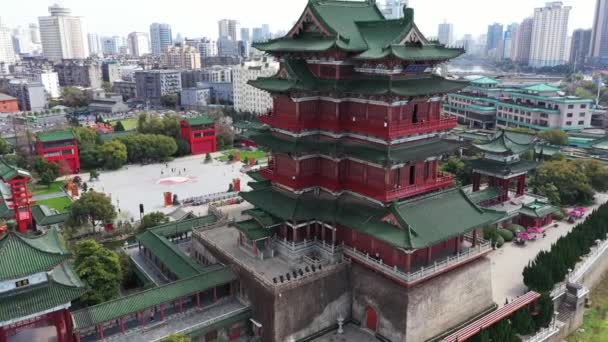 Widok Lotu Ptaka Yuejiang Tower Mieście Nanjing Jiangsu Chiny — Wideo stockowe