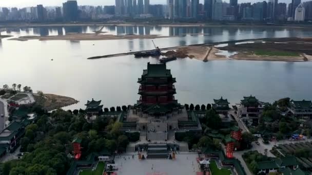 Widok Lotu Ptaka Yuejiang Tower Mieście Nanjing Jiangsu Chiny — Wideo stockowe