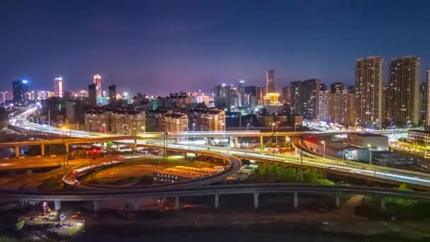 Akşam Karanlığında Şehrin Manzarası — Stok video