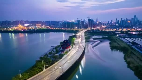 Time Lapse Aerial View City Scenery Nanchang Jiangxi China — Stock Video