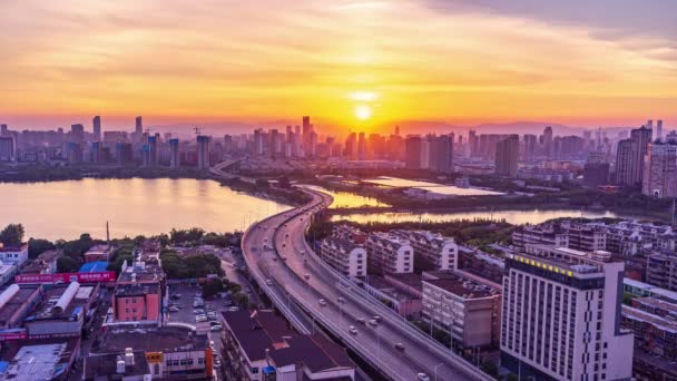 ナンチャン 中国の都市景色のタイムラプス空中ビュー — ストック動画