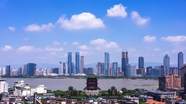 Jiangxi Nanchang Fluss Auf Beiden Seiten Des Pavillons Von Prinz — Stockvideo