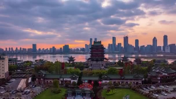 Jiangxi Nanchang Rivier Aan Beide Zijden Van Het Paviljoen Van — Stockvideo