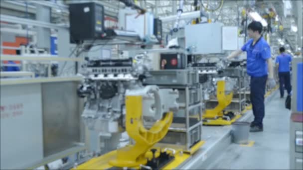 Pracowita Scena Fabryce Robotnicy Chinach — Wideo stockowe