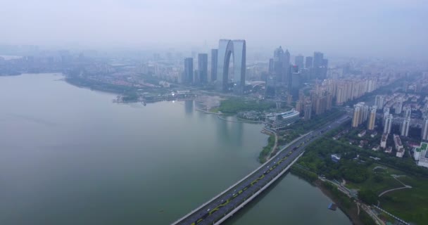 Piękny Widok Lotu Ptaka Suzhou City Krajobrazy — Wideo stockowe