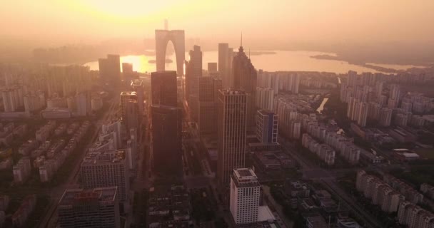 Bela Vista Aérea Cidade Suzhou — Vídeo de Stock