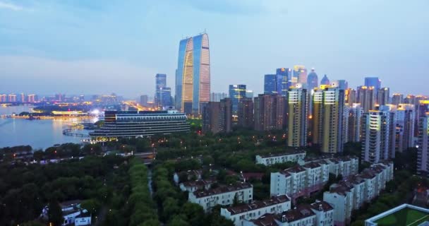 Schöne Luftaufnahme Der Landschaft Der Stadt Suzhou — Stockvideo