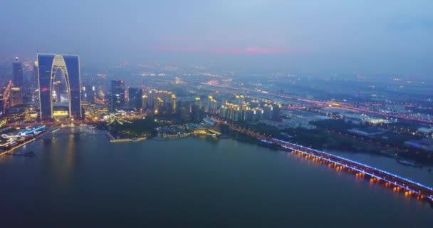 Prachtig Uitzicht Vanuit Lucht Suzhou City Scenery — Stockvideo