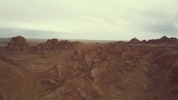 Όμορφη Θέα Του Δρόμου Έρημο Taklamakan Περιοχή Του Xinjiang — Αρχείο Βίντεο