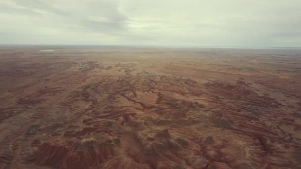 Όμορφη Θέα Του Δρόμου Έρημο Taklamakan Περιοχή Του Xinjiang — Αρχείο Βίντεο