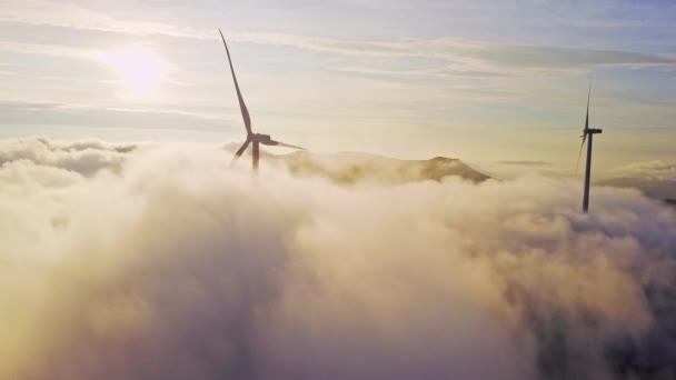 Windturbines Bewolkte Dag — Stockvideo