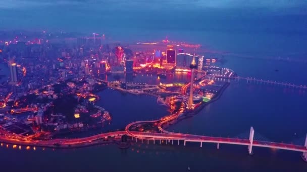 Macao City Skyline Atardecer — Vídeo de stock