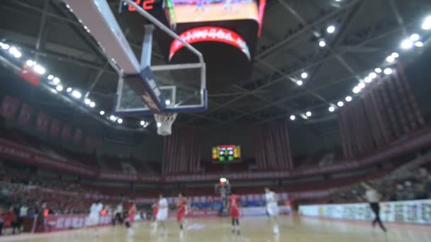 Lag Spelar Basket Spel Suddig Video — Stockvideo