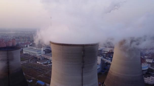 Potrubí Elektrárny Městě Výhled Drony — Stock video