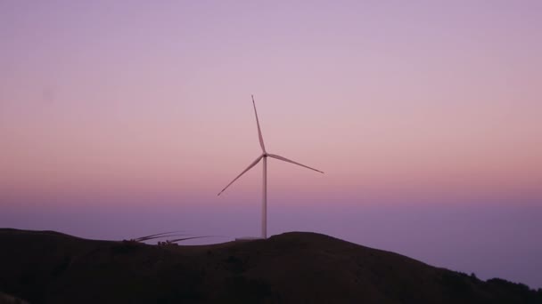 Turbinas Eólicas Campo Noite — Vídeo de Stock